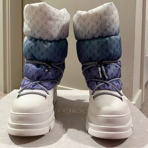 Jimmy Choo White and Blue Winter Boots